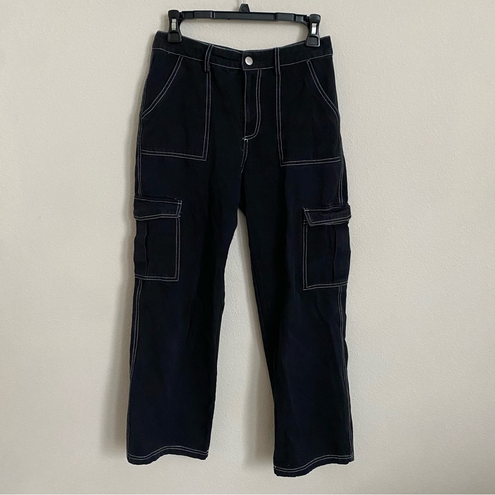 Black with White stitching Cargos
